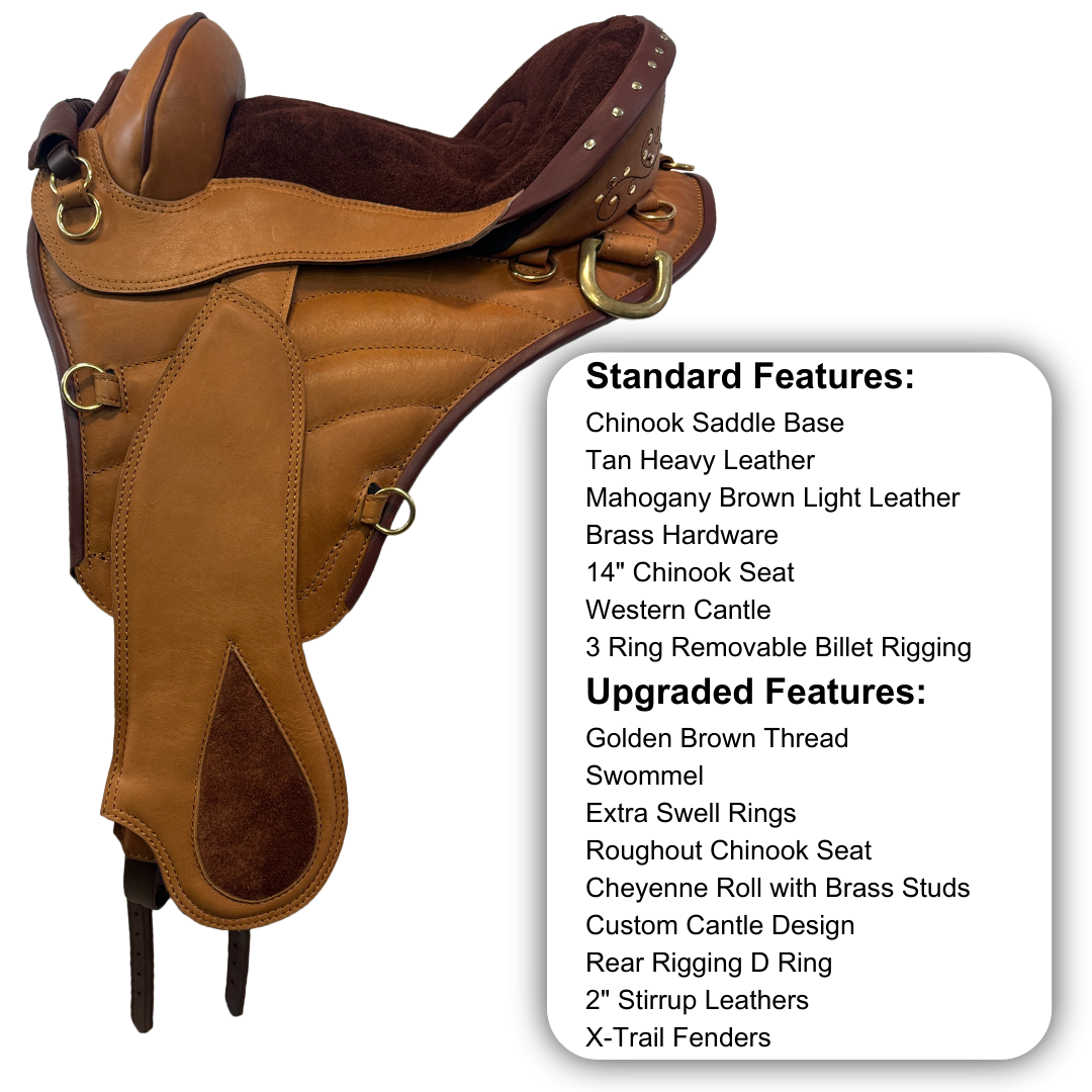 Sensation Ride™  Chinook Saddle in Tan and Mahogany Brown with Brass Hardware