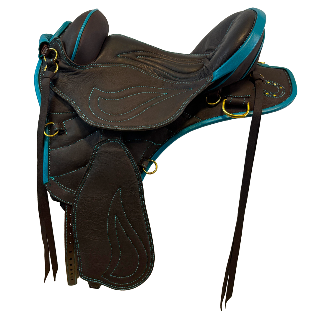 Sensation Ride™ Western Sport in Dark Brown & Turquoise with Horseshoe Design