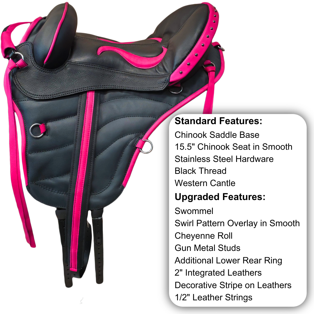 Sensation Ride™  Chinook Saddle in Black and Hot Pink