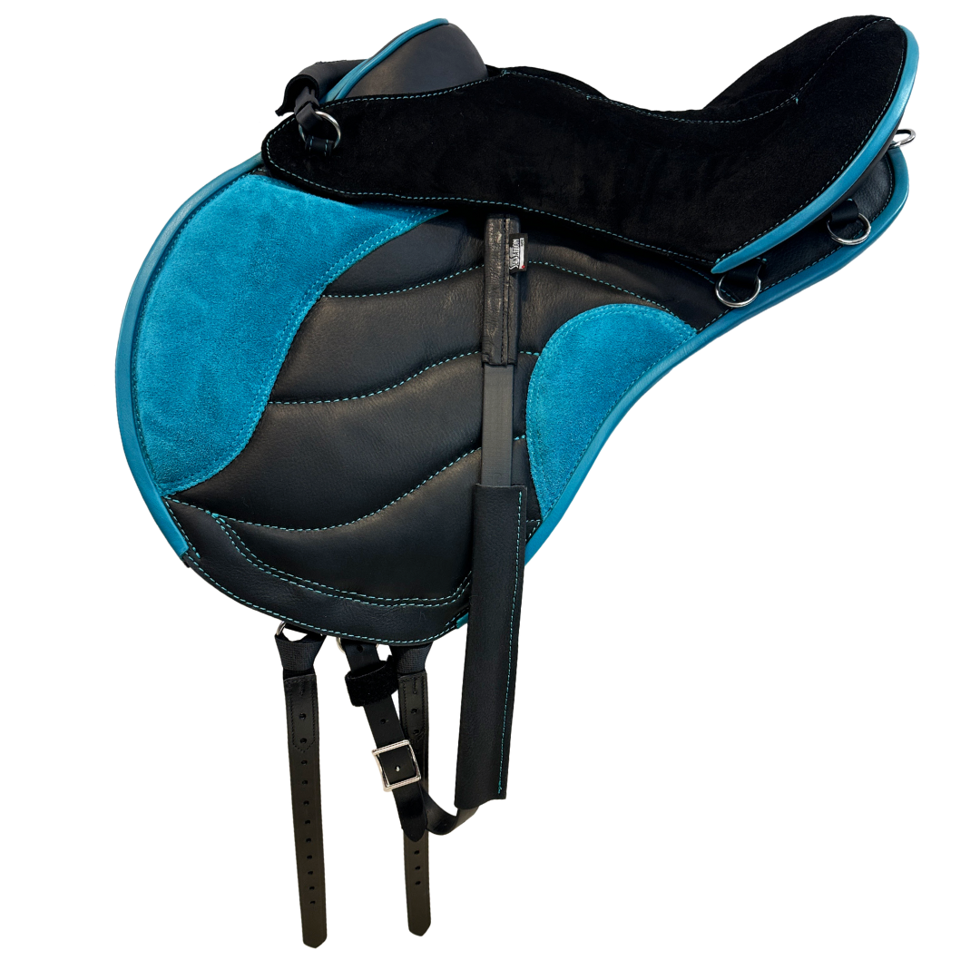 Sensation Ride™ English Trail in Black & Turquoise & Roughout Knee/Thight Rolls